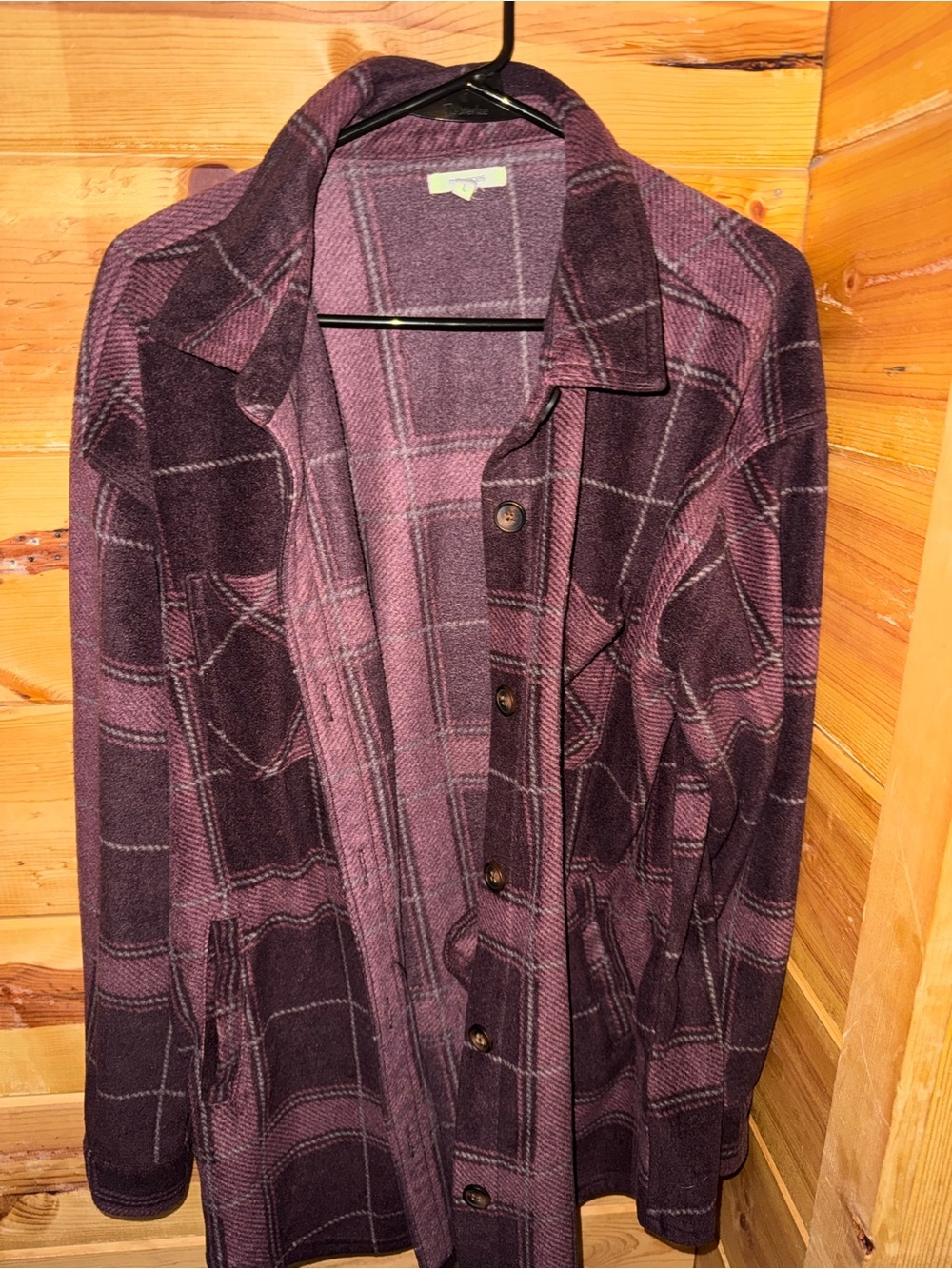 Maurices Purple Plaid Button-Down Shacket